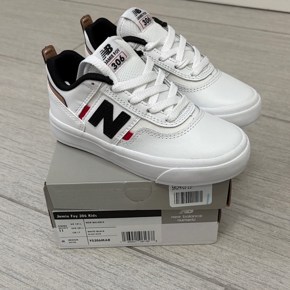 New Balance Kids White and Black Sneakers